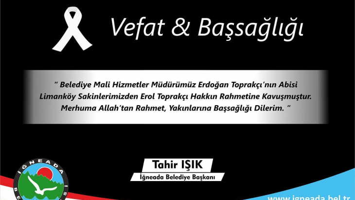 Erol Toprakçı Vefat Başsağlığı